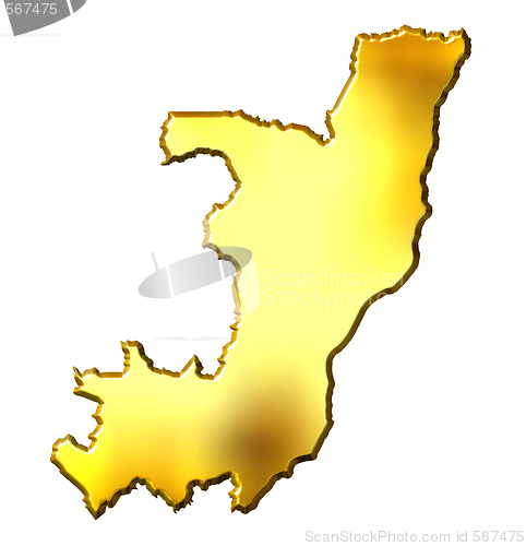 Image of Congo Republic of 3d Golden Map