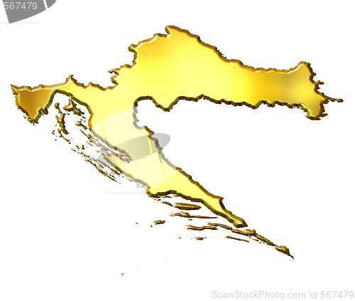 Image of Croatia 3d Golden Map