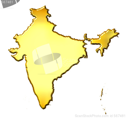 Image of India 3d Golden Map