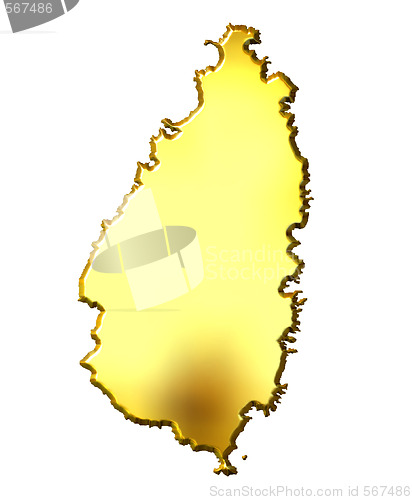 Image of Saint Lucia 3d Golden Map
