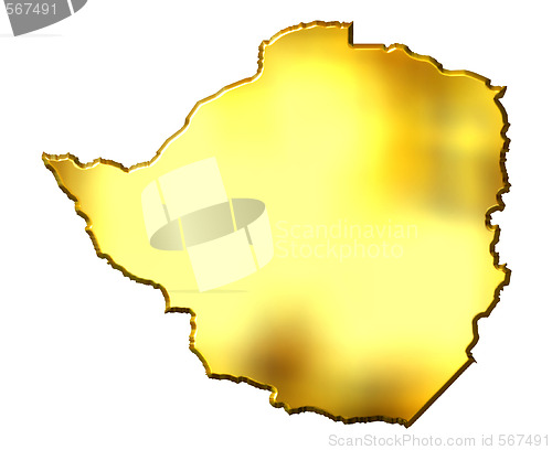 Image of Zimbabwe 3d Golden Map