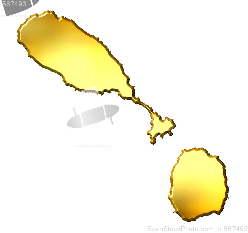 Image of Saint Kitts and Nevis 3d Golden Map
