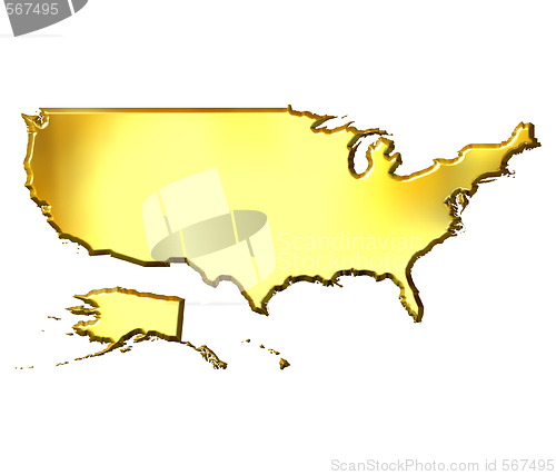 Image of USA 3d Golden Map