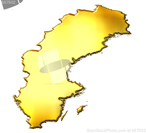 Image of Sweden 3d Golden Map