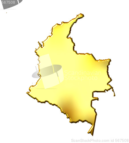 Image of Colombia 3d Golden Map