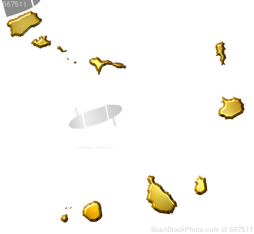 Image of Cape Verde 3d Golden Map