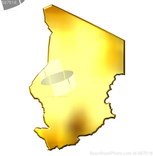 Image of Chad 3d Golden Map