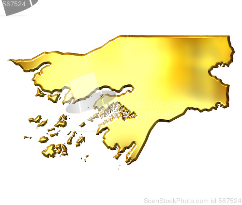 Image of Guinea-Bissau 3d Golden Map