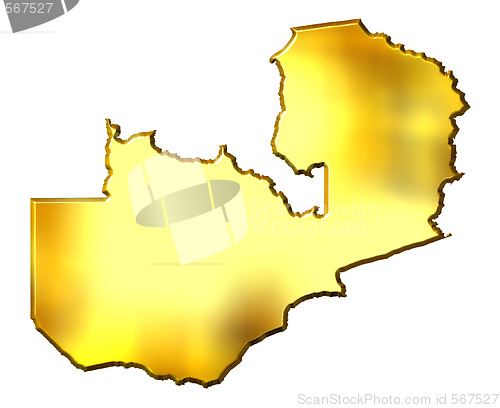 Image of Zambia 3d Golden Map