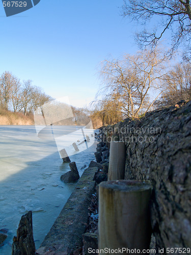 Image of Winter - Icy cold frozen lake 