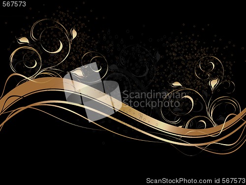 Image of Abstract waves with floral ornament