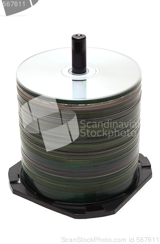 Image of Pile CD disk on spindel