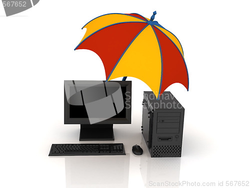 Image of Umbrella and computer