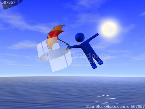 Image of Umbrella, Person, Sea
