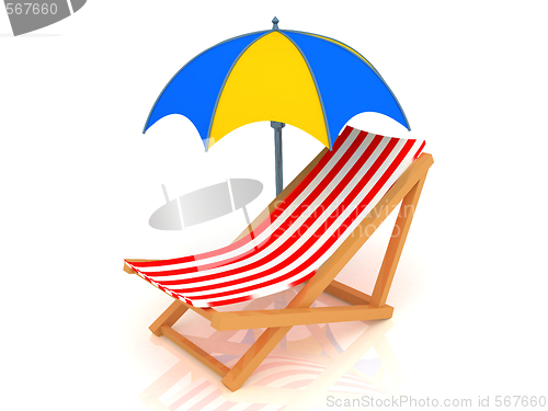 Image of Chaise Longue and umbrella