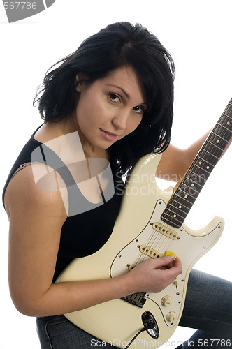 Image of sexy woman playing guitar