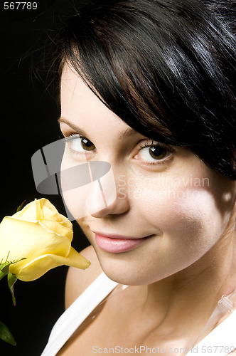 Image of sexy woman rose flower portrait studio