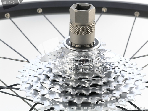 Image of rear bicycle cog cassette