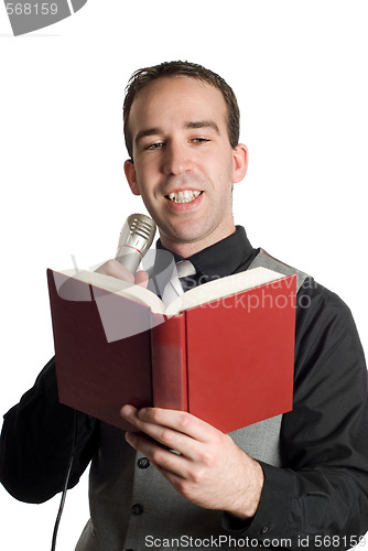 Image of Man Reading Into Microphone