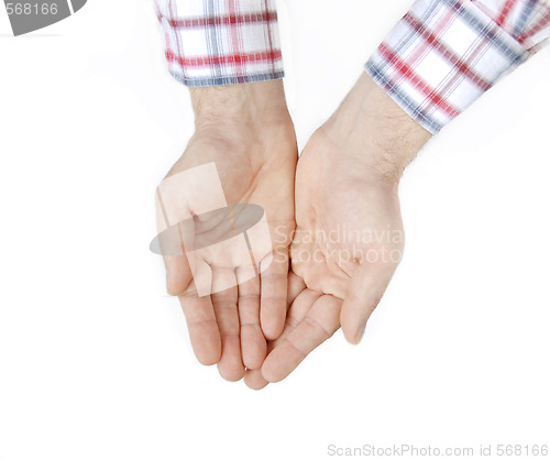 Image of Two hands over white