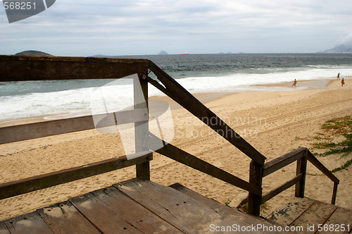 Image of Wooden staircase to the beach in Brazil 