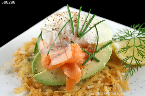 Image of Salmon And Poached Egg Stack 
