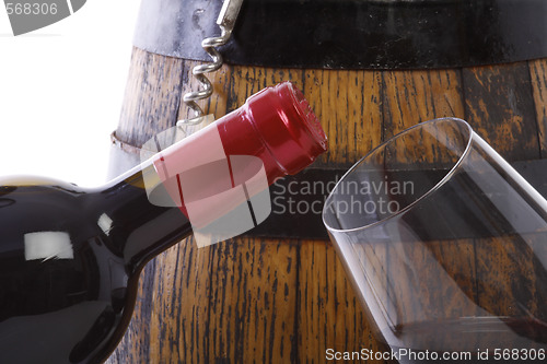 Image of Bottle and glass of wine