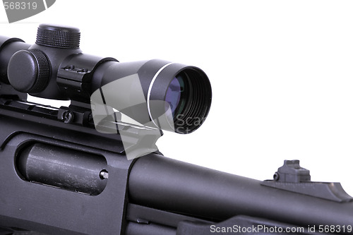 Image of Shotgun with a rifle scope