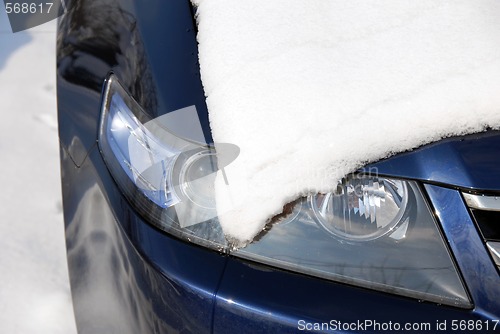 Image of Snow covering a headlight