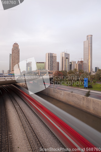 Image of Ramat Gan City at twilight