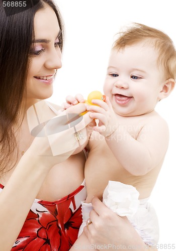 Image of baby boy in mother hands