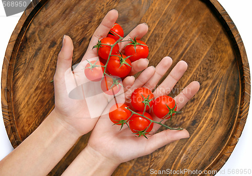 Image of cherry tomatoes in hands