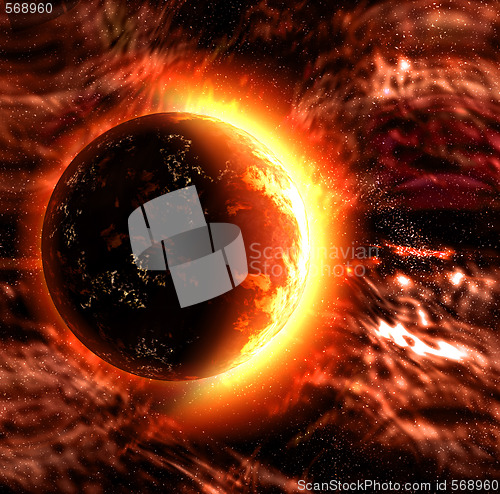 Image of sun or burning planet