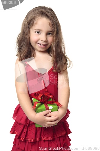 Image of Pretty girl holding a present