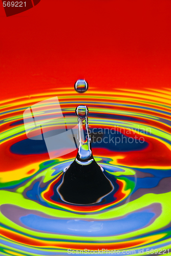 Image of multicolored water droplet black and white outlined