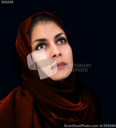 Image of Arab girl in red scarf