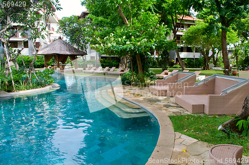 Image of Swimming pool of tropical resort