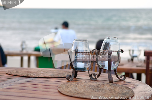 Image of Table set at beach