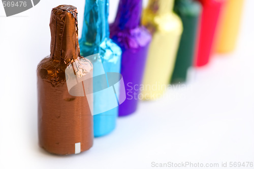 Image of Colorful chocolate bottles