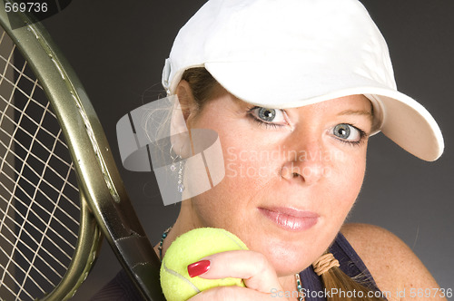 Image of woman tennis player happy