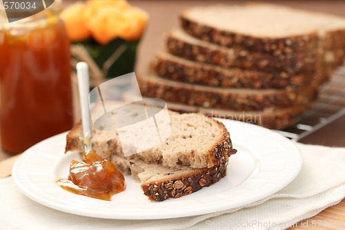 Image of whole wheat bread and jam