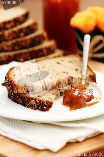 Image of whole wheat bread and jam