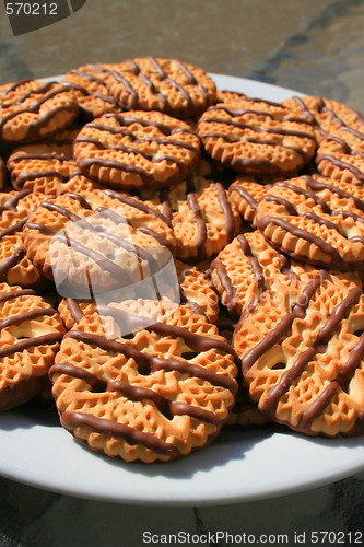 Image of Chocolate Striped Shortbread Cookies On A Plate