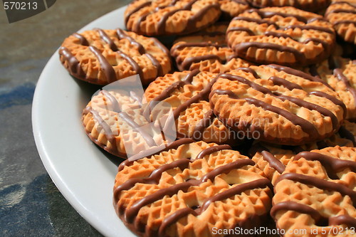 Image of Chocolate Striped Shortbread Cookies On A Plate