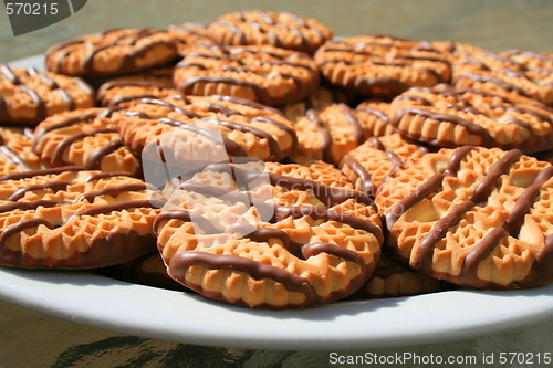 Image of Chocolate Striped Shortbread Cookies On A Plate