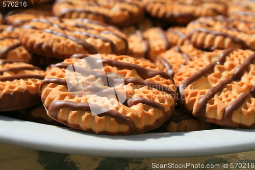 Image of Chocolate Striped Shortbread Cookies On A Plate