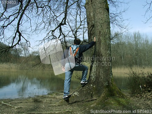 Image of hiker by the lake