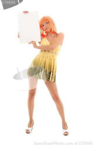 Image of lovely girl with blank sign board