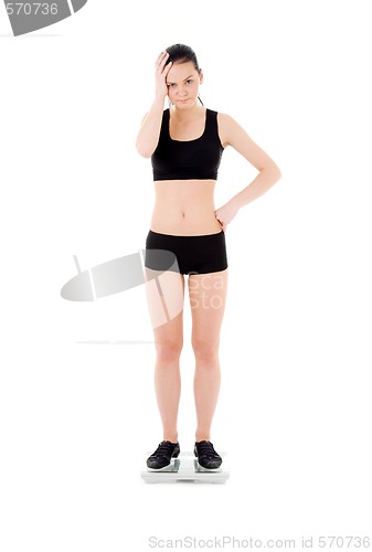 Image of unhappy woman on scales