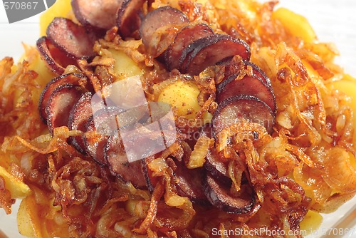 Image of Roasted potatoes with onion and sausage